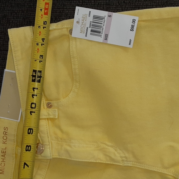 NWT Michael Kors Izzy Skinny Yellow Jeans - Picture 2 of 9